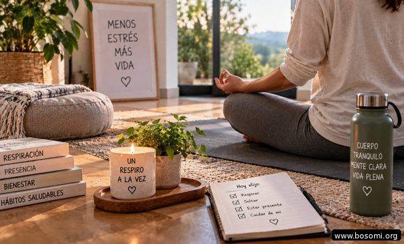 Persona practicando meditación para reducir el estrés sentada en una habitación tranquila