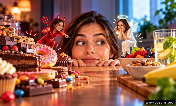 Persona eligiendo qué comer cuando tiene antojos de dulces